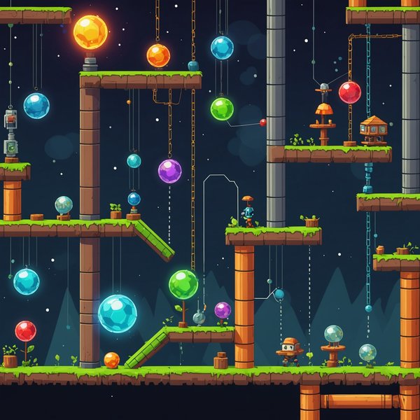 Comment intégrer des puzzles basés sur la physique des particules dans un jeu de plateforme?